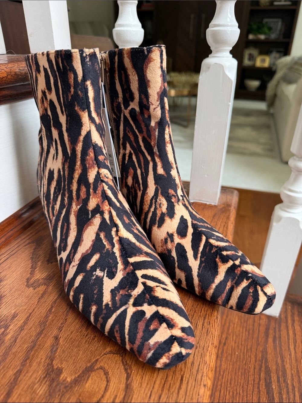 a new day Leopard Print Ankle Boots - Black and Brown